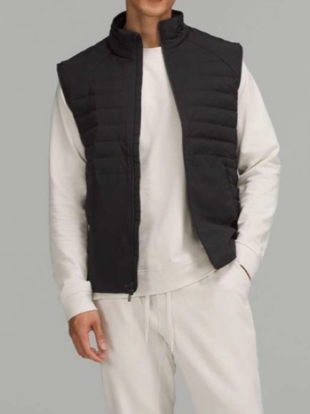 Lululemon Vest Mens Large Black Down For It All Puffer Insulated Zip Pockets